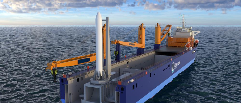 Eine Rakete steht auf einer Plattform der German Offshore Spaceport Alliance (Illustration).