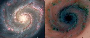 Im Urknall entstanden Materie und Anti-Materie – also auch Sterne und Anti-Sterne, Galaxien (hier Messier 51) und Anti-Galaxien? 